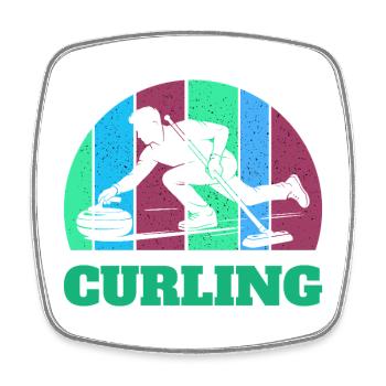 Joueur de curling sport Sports d’hiver Précision sur glace - Magnet carré - blanc - Devant