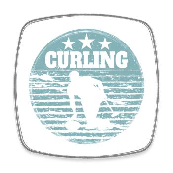 Joueur de curling sport Sports d’hiver Précision sur glace - Magnet carré - blanc - Devant