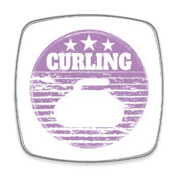 Curling Stone Winter Sports Vintage Retro Style - Square fridge magnet - white - Front