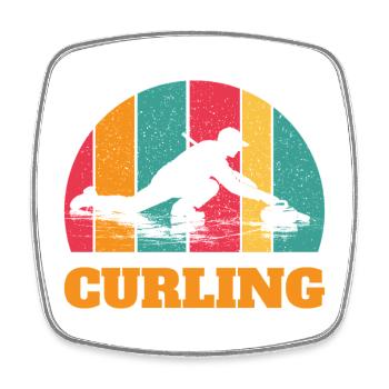 Curling Players Winter Sports Curling - Square fridge magnet - white - Front