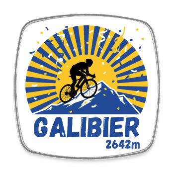 Col du Galibier Französische Alpen Rad-Kletter-Kunst - Viereckiger Kühlschrankmagnet - Weiß - Vorne