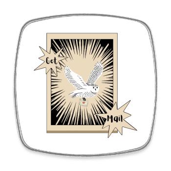 Courrier Courrier Hibou Lettre Hibou des neiges Hibou des neiges - Magnet carré - blanc - Devant