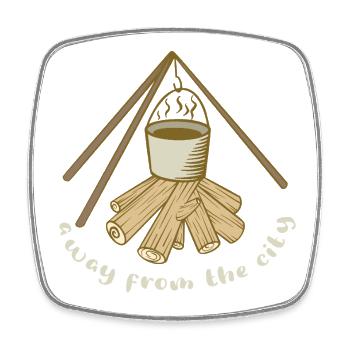 Camping Lagerfeuer Outdoor-Abenteuerliebhaber - Viereckiger Kühlschrankmagnet - Weiß - Vorne