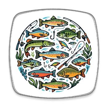 Fish Species Fish Bait Fishing Hook Angler Motif - Square fridge magnet - white - Front