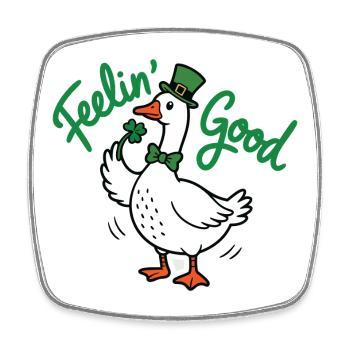 Fühlender guter Ente-Leprechaun - Viereckiger Kühlschrankmagnet - Weiß - Vorne