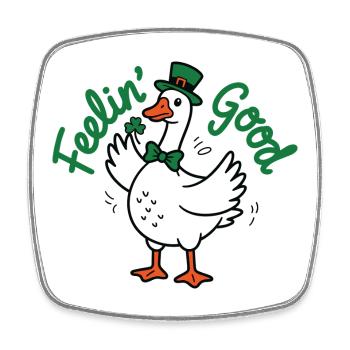 Lucky Duck St. Patrick's Leap - Viereckiger Kühlschrankmagnet - Weiß - Vorne