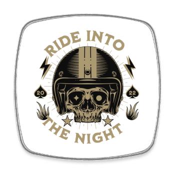 Ritt in die Nacht Totenkopfhelm - Viereckiger Kühlschrankmagnet - Weiß - Vorne