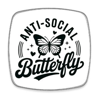 Antisozialer Schmetterling - Viereckiger Kühlschrankmagnet - Weiß - Vorne