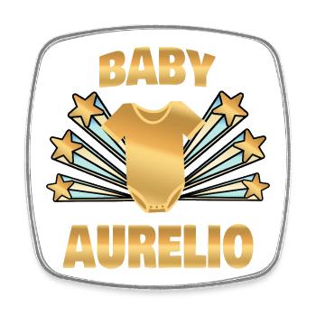 Born Aurelio - Square fridge magnet - white - Front