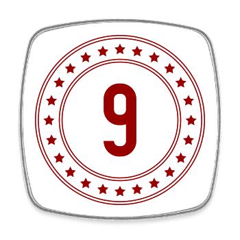 Anneau Étoile Rouge avec le numéro 9 - Magnet carré - blanc - Devant