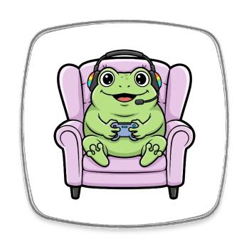 Gamer Frosch Amphibien spielt Videospiele - Viereckiger Kühlschrankmagnet - Weiß - Vorne
