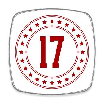 Red Anniversary Badge 17 - Square fridge magnet - white - Front