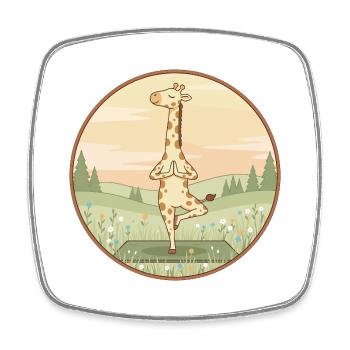 Yoga Girafe Animal faisant la posture de l’arbre - Magnet carré - blanc - Devant
