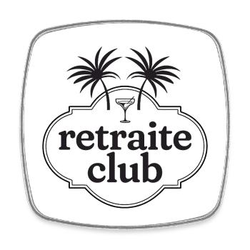 Retraite Club (texte noir) - Magnet carré - blanc - Devant
