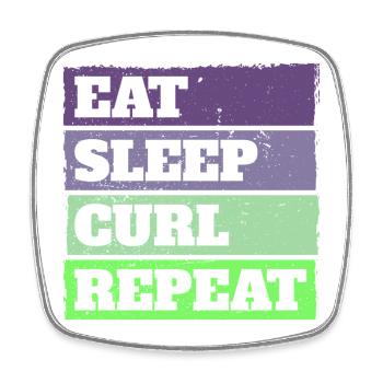 Eat Sleep Curl Repeat Rétro Vintage Sport Look - Magnet carré - blanc - Devant
