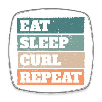 Eat Sleep Curl Repeat Rétro Vintage Sport Look - Magnet carré - blanc - Devant