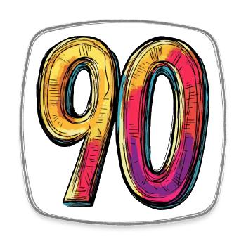 90 Zahl Bunt - Viereckiger Kühlschrankmagnet - Weiß - Vorne
