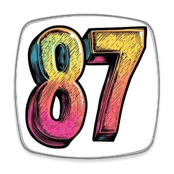 87 Number Colorful - Square fridge magnet - white - Front