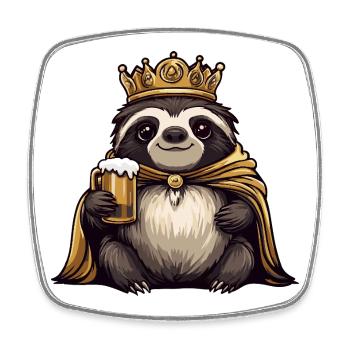 Sloth Beer King - Square fridge magnet - white - Front