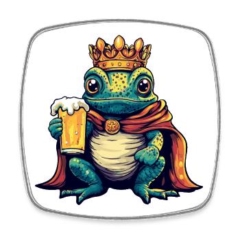 Chameleon Beer King - Square fridge magnet - white - Front