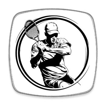 Tennis Spieler Silhouette - Viereckiger Kühlschrankmagnet - Weiß - Vorne