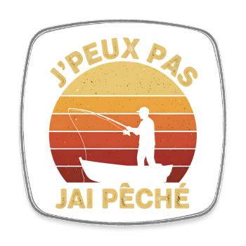 J'peux pas j'ai Pêche au coucher solaire - Magnet carré - blanc - Devant