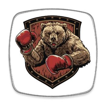 Grizzly Bear Boxer MMA - Magnet carré - blanc - Devant