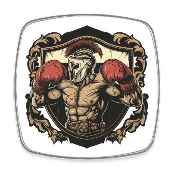 Boxeur Spartan MMA - Magnet carré - blanc - Devant