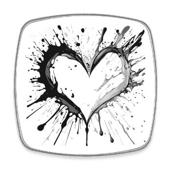 Ink Heart Splatter - Square fridge magnet - white - Front