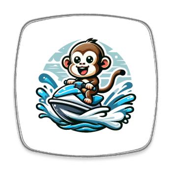 Affe auf Jetski Abenteuer - Viereckiger Kühlschrankmagnet - Weiß - Vorne