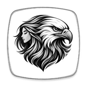 Femme en profil d’aigle, noir et blanc - Magnet carré - blanc - Devant