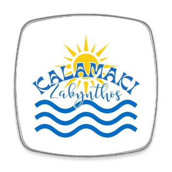 Kalamaki Zakynthos Sun & Waves - Square fridge magnet - white - Front