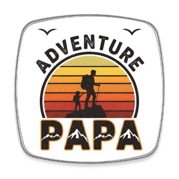 Papa-Abenteuer im Berg - Viereckiger Kühlschrankmagnet - Weiß - Vorne