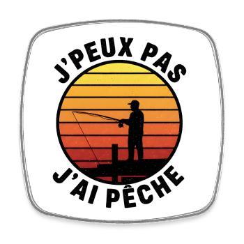 J'peux pas jai pêche – coucher soleil - Magnet carré - blanc - Devant