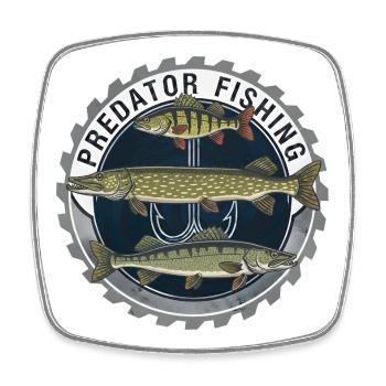 Predator Fishing Raubfisch Angeln - Viereckiger Kühlschrankmagnet - Weiß - Vorne