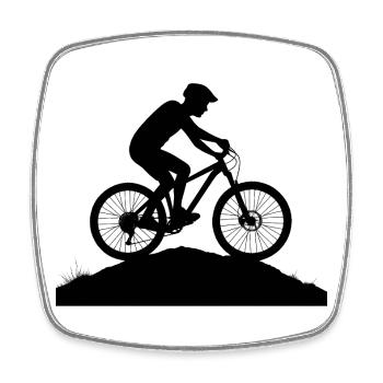 Bergabenteuer Mountainbike Silhouette - Viereckiger Kühlschrankmagnet - Weiß - Vorne
