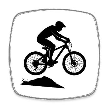 Bergabenteuer Mountainbike-Silhouette - Viereckiger Kühlschrankmagnet - Weiß - Vorne