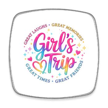 Voyage entre filles – Rires et souvenirs inoubliables - Magnet carré - blanc - Devant