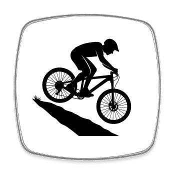Downhill Sprung Biker Silhouette - Viereckiger Kühlschrankmagnet - Weiß - Vorne