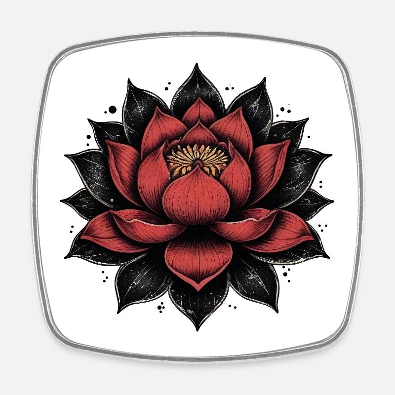 Feuilles de fleurs de lotus - Magnet carré - blanc