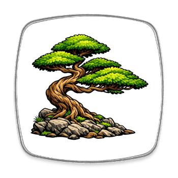 Bonsai Baum Illustration – Zen Design für Naturlie - Viereckiger Kühlschrankmagnet - Weiß - Vorne