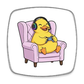Gamer Duck Vogel spielt Videospiele Kunst - Viereckiger Kühlschrankmagnet - Weiß - Vorne