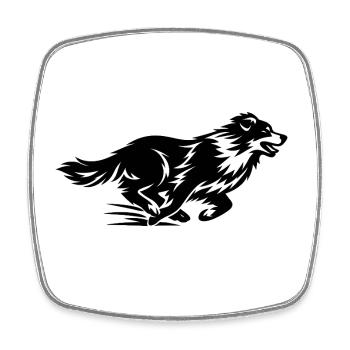 Laufender Border Collie Silhouette - Viereckiger Kühlschrankmagnet - Weiß - Vorne