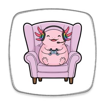 Gamer Axolotl Fisch spielt Videospiele - Viereckiger Kühlschrankmagnet - Weiß - Vorne