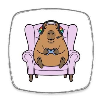 Gamer Capybara-Nagetier spielt Videospiele - Viereckiger Kühlschrankmagnet - Weiß - Vorne