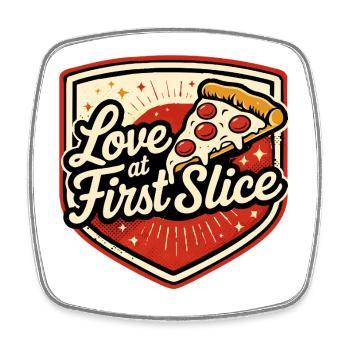Pizza Love au premier Slice - Magnet carré - blanc - Devant