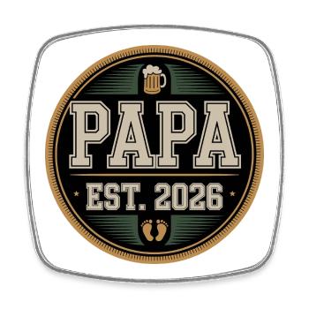 Papa Est. 2026 Vatertag Geschenk werdender Papa Bi - Viereckiger Kühlschrankmagnet - Weiß - Vorne