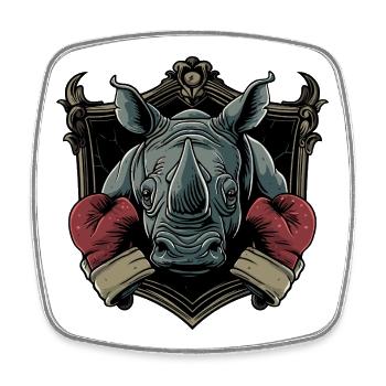 Rhino Boxer MMA - Magnet carré - blanc - Devant