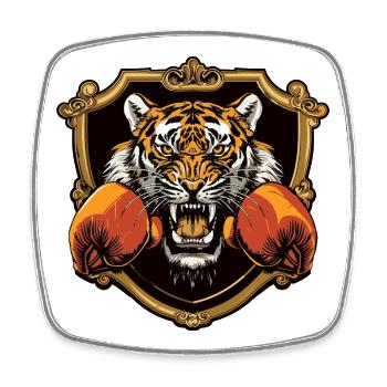 Tiger Boxer MMA - Viereckiger Kühlschrankmagnet - Weiß - Vorne