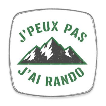 Montagnes vertes et slogan Randonnée - Magnet carré - blanc - Devant
